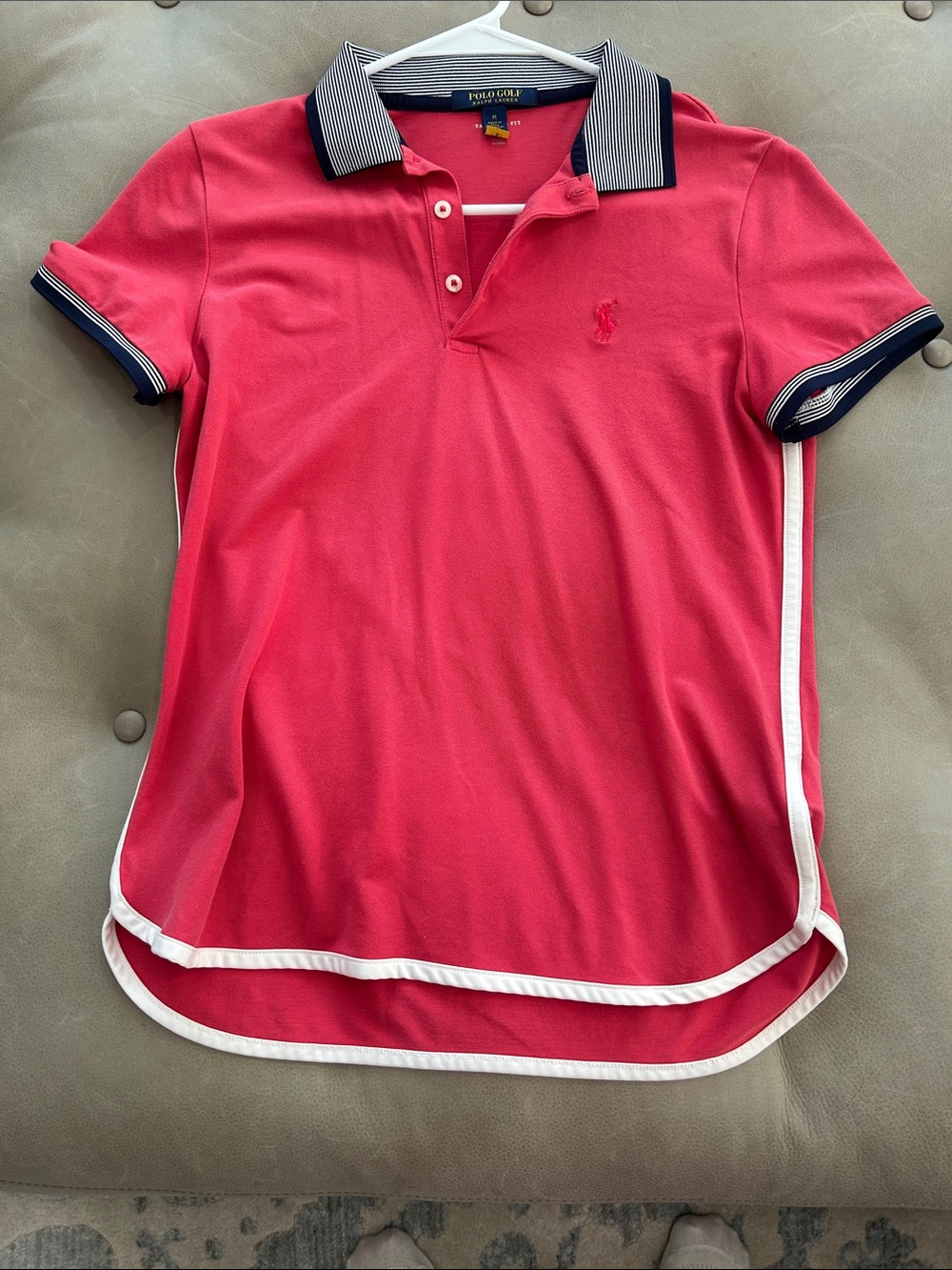 Polo Golf Ralph Lauren Women's Pink Stripe-Trim Polo Shirt